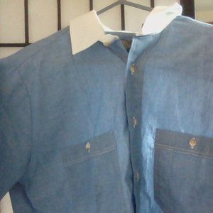 Signature Designed Original Fashion Blue Men's Shirt - with White Color 1